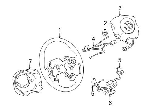 1999 Pontiac Grand Am Steering Wheel & Trim Diagram