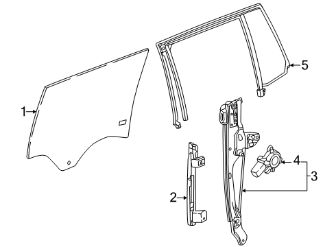 2025 GMC Acadia Weatherstrip, Rear Side Door Window Glass Running Diagram for 84798405