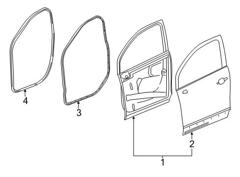 2022 GMC Terrain Door Weatherstrip, Driver Side Diagram for 22999209