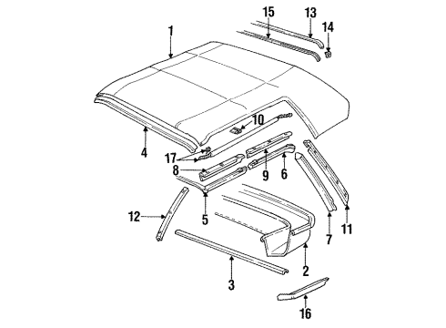 1992 Chevy Cavalier Roof Cover & Components Diagram