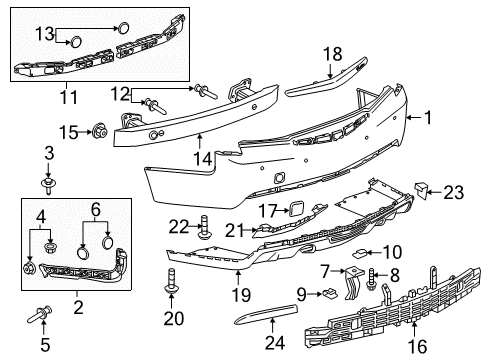 2018 Cadillac ATS Bumper Cover, Rear Upper Diagram for 23296387