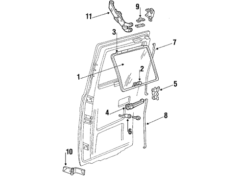 1984 Chevy G20 Glass & Hardware - Back Door Diagram