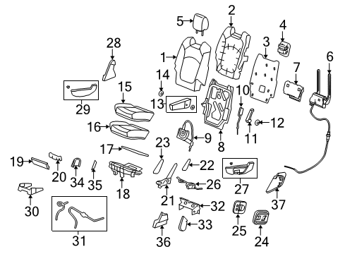 2015 Chevy Traverse Cushion Frame, Rear Driver Side Diagram for 15899657