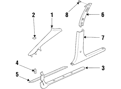 1997 Pontiac Grand Prix Interior Trim - Pillars Diagram