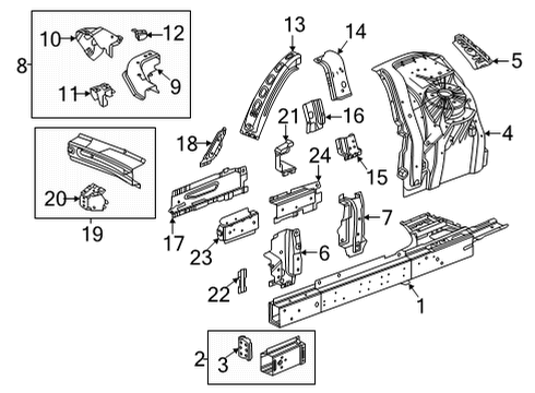 2024 GMC Hummer EV SUV Structural Components & Rails Diagram