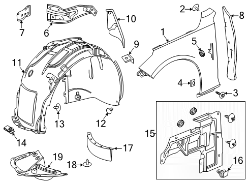 2025 Cadillac CT5 Fender, Front Driver Side Diagram for 84863603