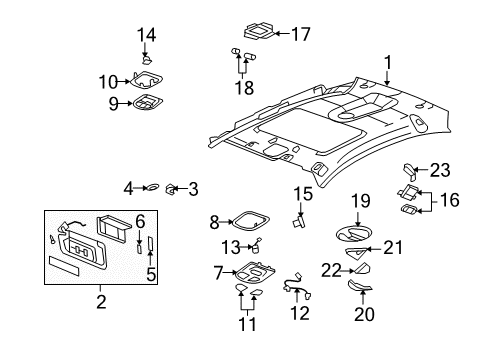 2007 Saturn Aura Sunshade, Driver Side Diagram for 25807878