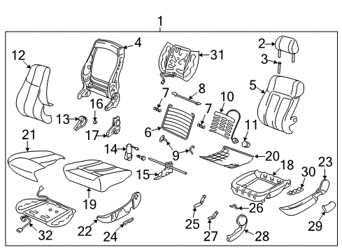 2003 Saturn L200 Front Seat Components Diagram 2 - Thumbnail