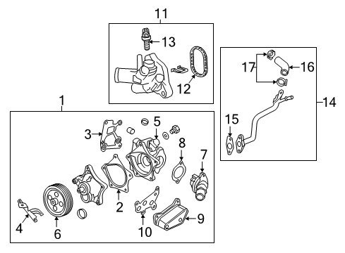 2018 GMC Terrain Water Pump Assembly Bracket Diagram for 39131954