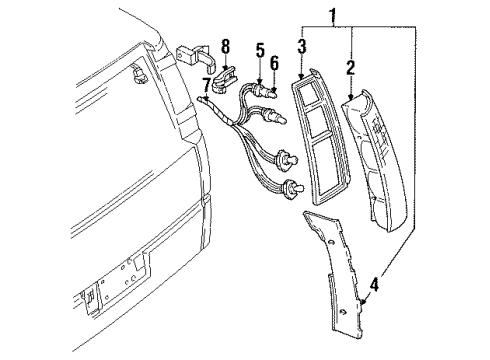 1996 Chevy Lumina APV Tail Lamp Assembly, Passenger Side Diagram for 5977138