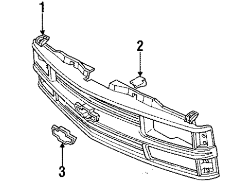 1998 Chevy Tahoe Grille & Components Diagram 2 - Thumbnail