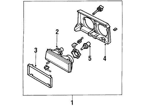 1988 Oldsmobile Cutlass Cruiser Headlamp Assembly, Driver Side Diagram for 16505841