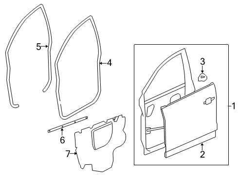2013 Chevy Captiva Sport Door & Components Diagram