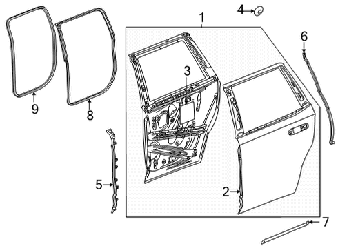 2022 Cadillac Escalade Front Weatherstrip, Driver Side Diagram for 84921048