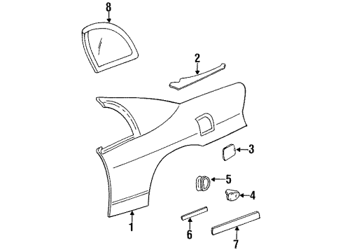 1996 Chevy Monte Carlo Glass & Hardware - Quarter Panel Diagram