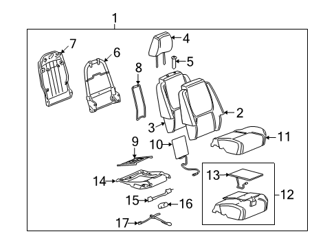 2009 Pontiac Torrent Seat Back Panel Diagram for 89041843