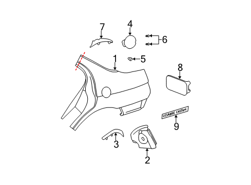 2000 Buick LeSabre Quarter Panel & Components Diagram