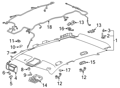 2021 Cadillac XT4 Headliner, Jet Black Diagram for 84577612