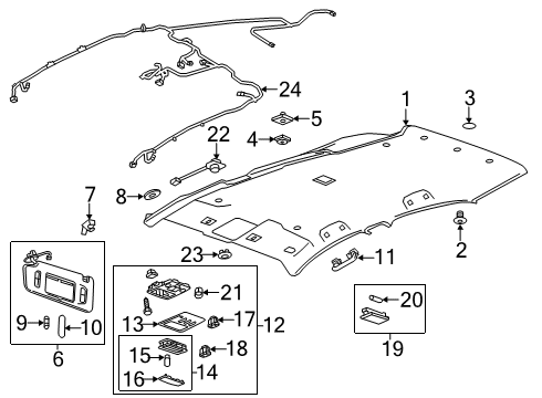 2019 Buick Encore Sunvisor, Gray, Driver Side Diagram for 42676626