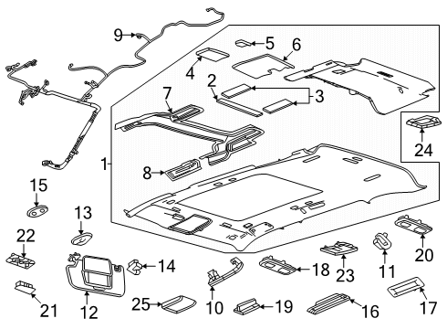 2024 Cadillac Escalade ESV Sunvisor Cover, Driver Side Diagram for 84316900