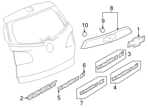 2011 Chevy Traverse Exterior Trim - Lift Gate Diagram