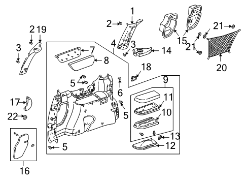 1998 Pontiac Trans Sport Armrest, Gray, Rear Driver Side Diagram for 10405191