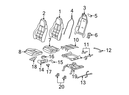 2005 Chevy Corvette Seat Back Cover, Black, Front Diagram for 19124929