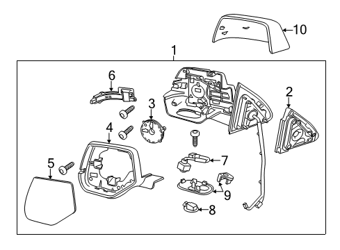 2019 Cadillac Escalade Mirror Assembly Gasket, Rear Driver Side Diagram for 22976564
