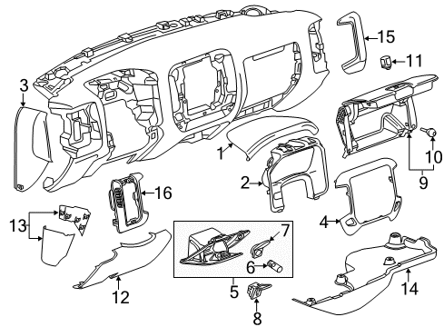 2015 Chevy Silverado 2500 HD Instrument Panel Components Diagram