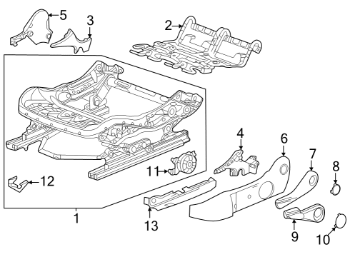 2025 Buick Encore GX Manual Seat Tracks & Components Diagram