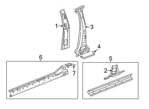 2017 Chevy Impala Center Pillar & Rocker Diagram