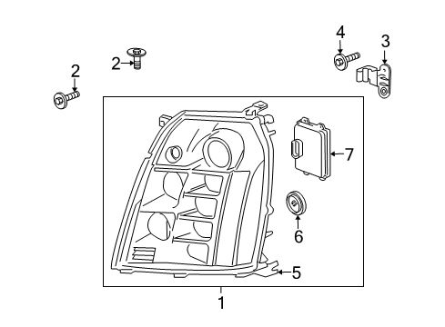 2012 Cadillac Escalade Headlamp Components Diagram