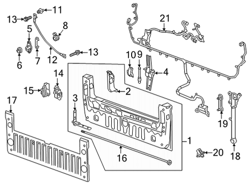 2023 GMC Hummer EV Pickup Latch Assembly-Pick Up Box Auxiliary End Gate Diagram for 87869319