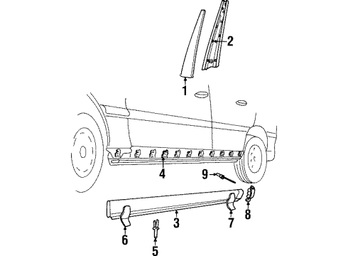 1998 Cadillac Catera Exterior Trim - Pillars Diagram