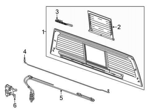2025 Chevy Silverado 3500 HD Glass & Hardware - Back Glass Diagram