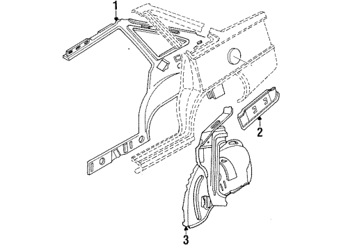 1988 Pontiac LeMans Inner Components - Quarter Panel Diagram 2 - Thumbnail