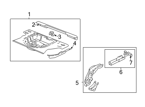 1999 Pontiac Grand Am Rear Floor & Rails Diagram