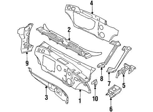 1996 Pontiac Bonneville Cowl Grille Diagram for 25638998