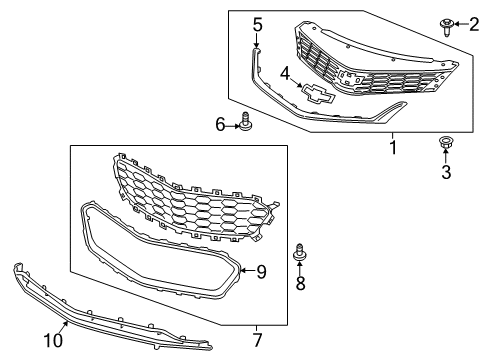2017 Chevy Cruze Upper Grille, Black, Front Diagram for 84189613
