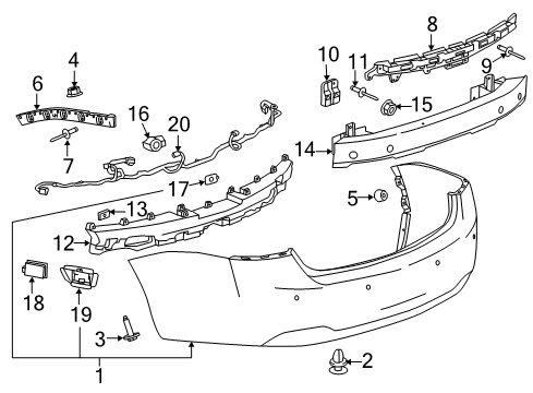 2015 Chevy Impala Bumper & Components - Rear Diagram