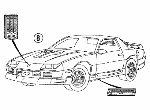 1991 Chevy Camaro Stripe Tape Diagram for 14083453