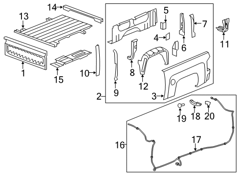 2019 Chevy Silverado 1500 LD Pick Up Box Components Diagram