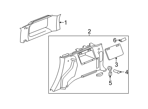 2010 Hummer H3 Interior Trim - Quarter Panels Diagram