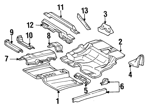 2001 Oldsmobile Aurora Floor & Rails Diagram