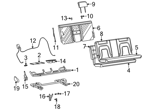 2007 Buick Rendezvous Seat Back Cover, Gray, Rear Diagram for 19152560