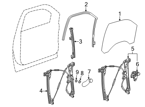 2019 Chevy Silverado 3500 HD Glass - Door Diagram