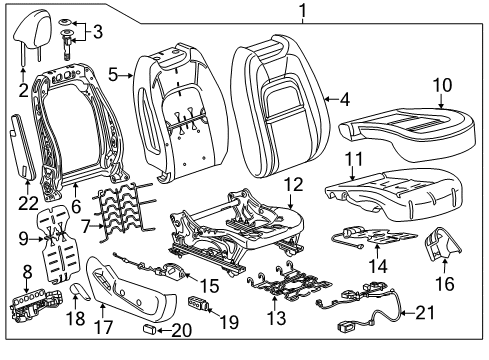 2019 Chevy Colorado Passenger Seat Components Diagram