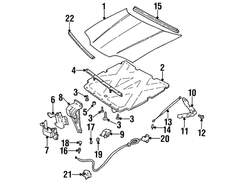 1996 Chevy Monte Carlo Hood & Components Diagram