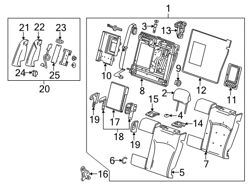 2013 Buick LaCrosse Rear Seat Components Diagram