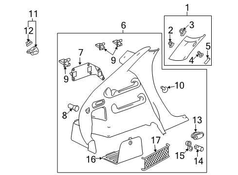 2005 Chevy Malibu Interior Trim - Quarter Panels Diagram 2 - Thumbnail